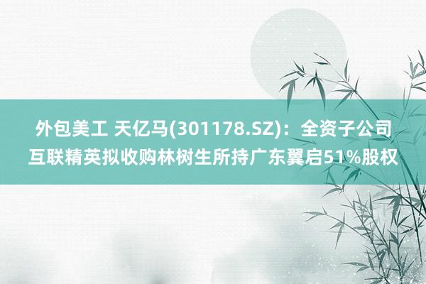 外包美工 天亿马(301178.SZ)：全资子公司互联精英拟收购林树生所持广东翼启51%股权